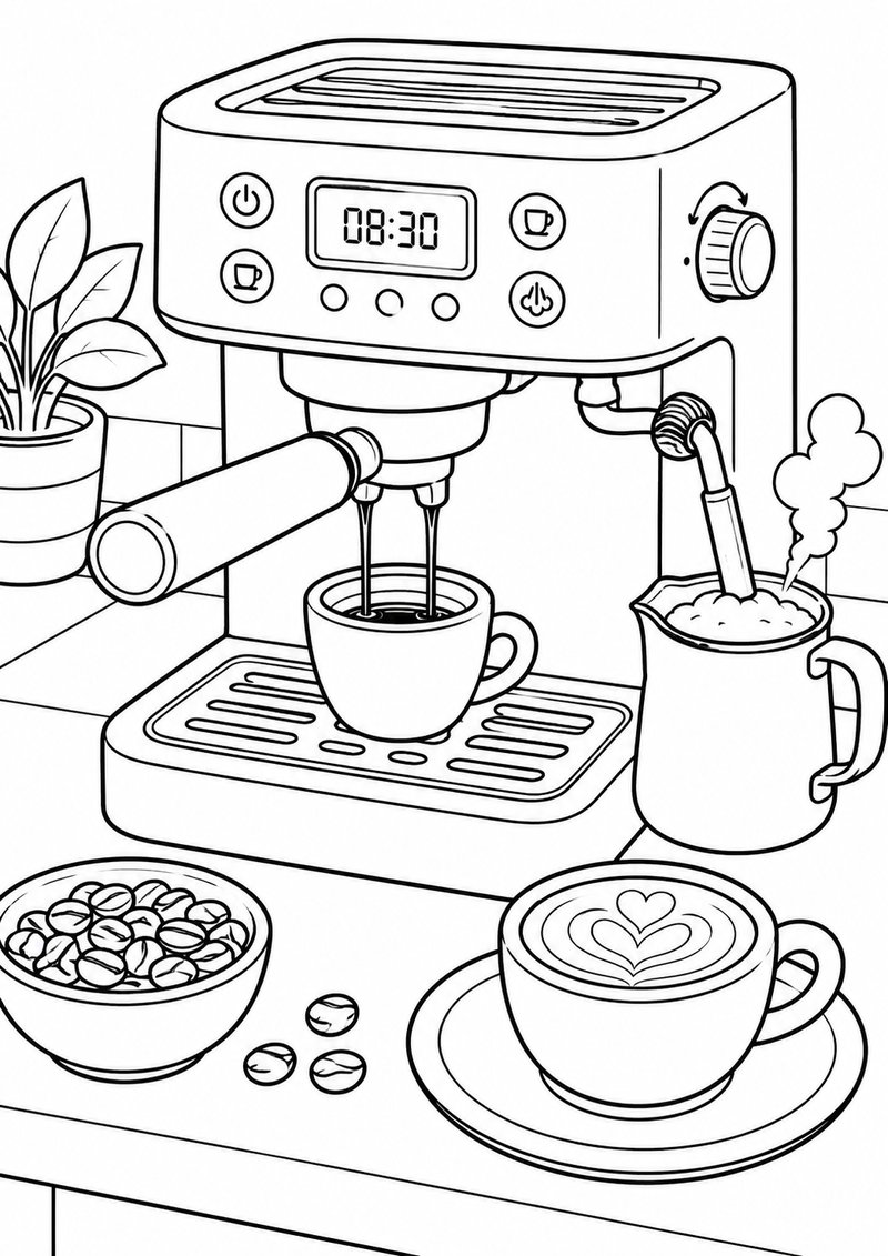 Cafetera Para Colorear dibujo para colorear