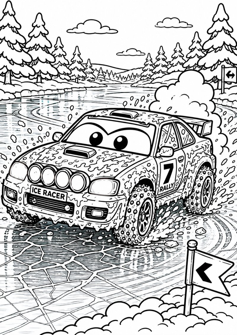 Drift En El Río Helado Para Colorear dibujo para colorear