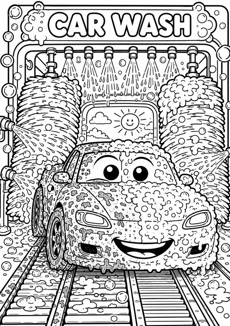 Lavado De Autos Para Colorear dibujo para colorear