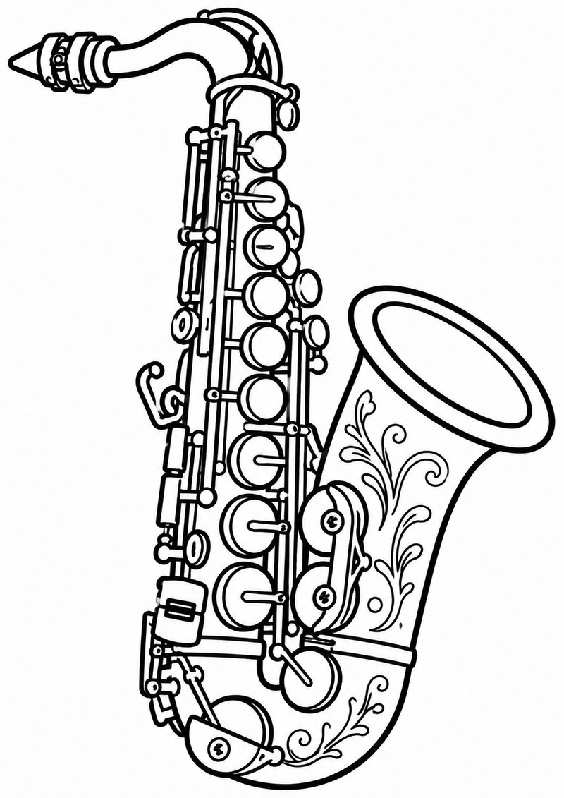Saxofón 2 Para Colorear dibujo para colorear