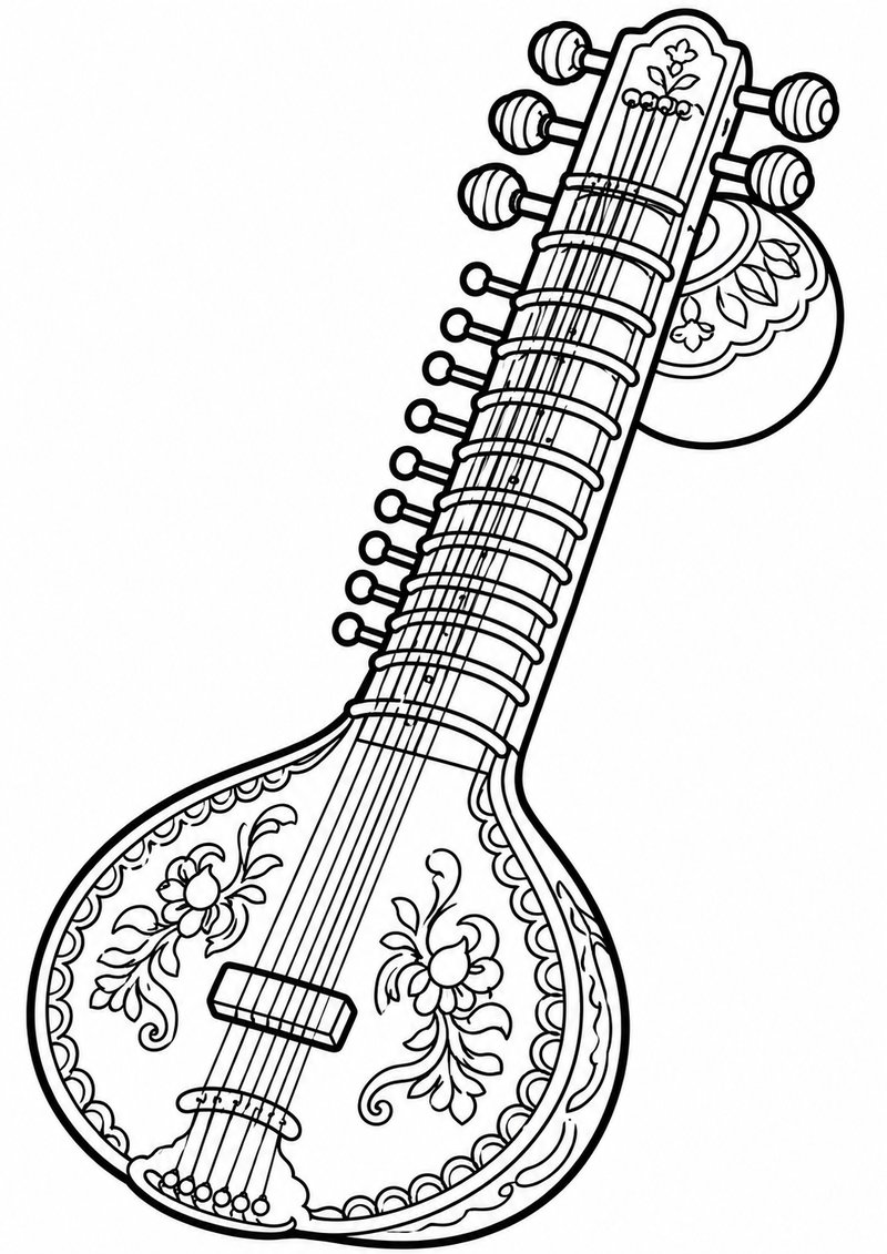 Sitar 2 Para Colorear dibujo para colorear