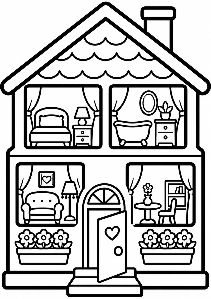 Casa De Muñecas Para Colorear dibujo para colorear