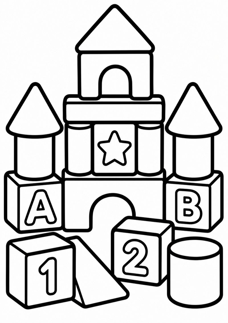 Castillo De Bloques Para Colorear dibujo para colorear
