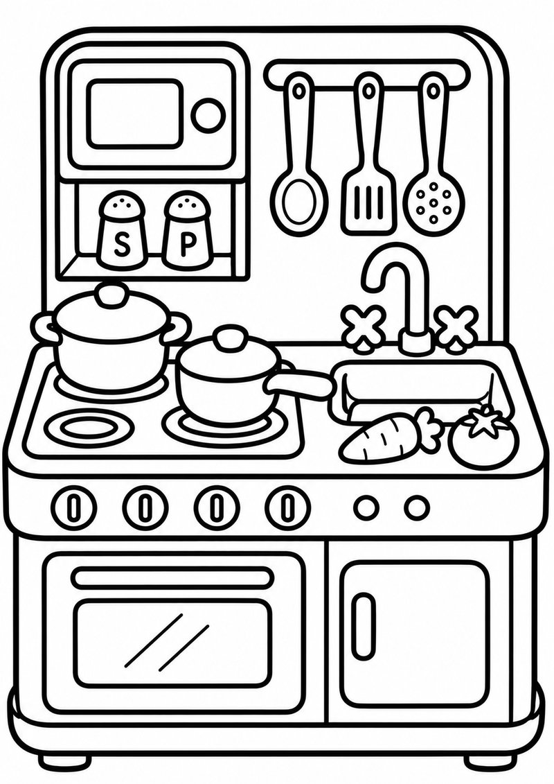 Cocina De Juguete Para Colorear dibujo para colorear