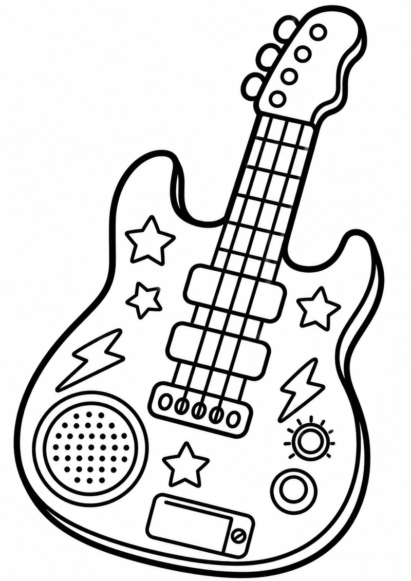 Guitarra De Juguete Para Colorear dibujo para colorear