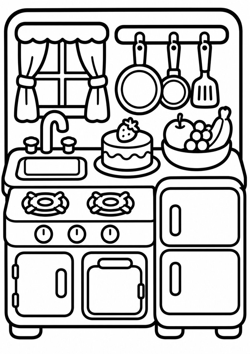 Mini Cocina Para Colorear dibujo para colorear