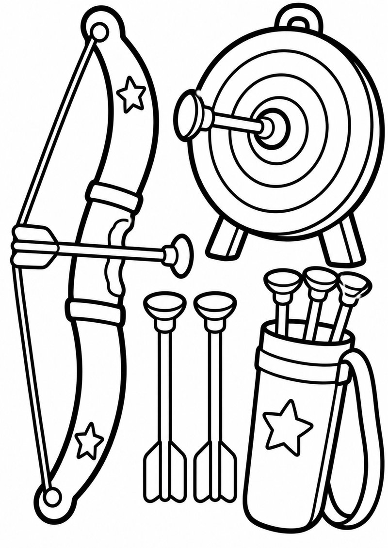 Set De Arco Y Flecha Para Colorear dibujo para colorear