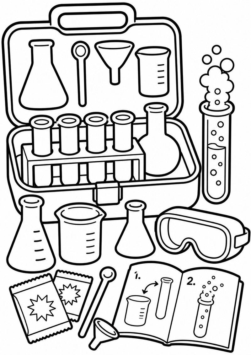 Set De Química Para Colorear dibujo para colorear
