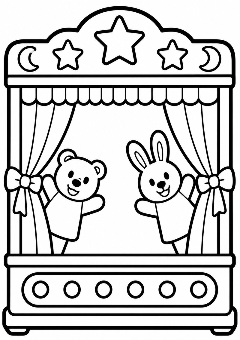 Teatro De Marionetas Para Colorear dibujo para colorear