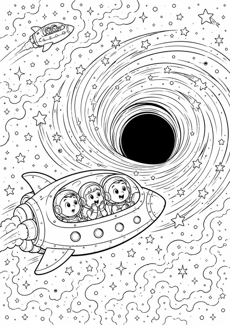 Aventura En El Agujero Negro Para Colorear dibujo para colorear