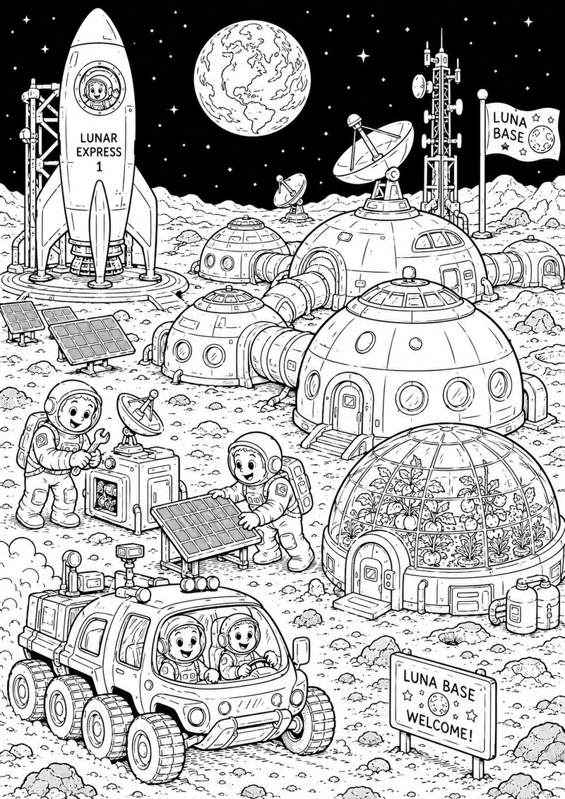 Base Lunar Para Colorear dibujo para colorear