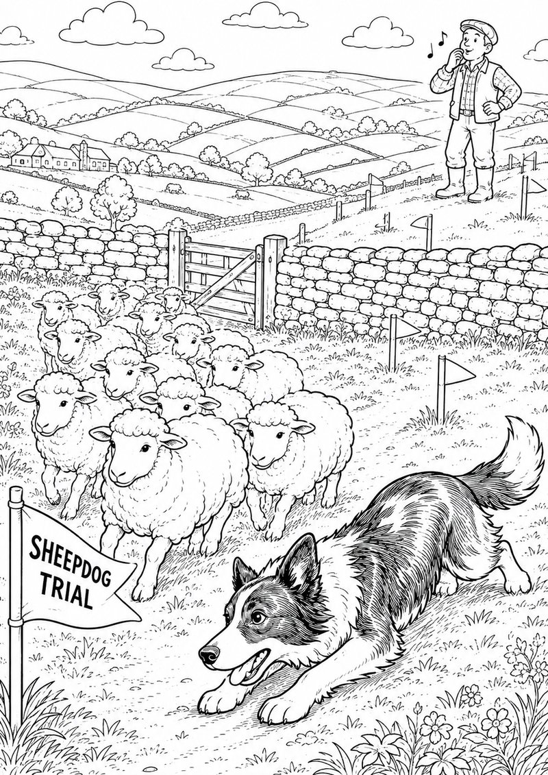 Border Collie Para Colorear dibujo para colorear