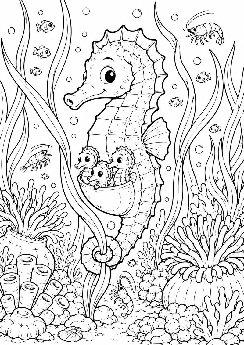 Caballito De Mar Para Colorear dibujo para colorear