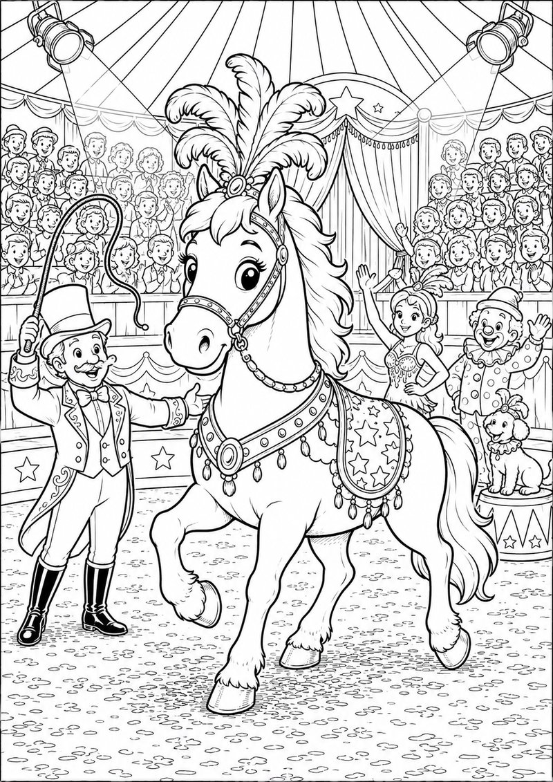 Caballo En El Circo Para Colorear dibujo para colorear