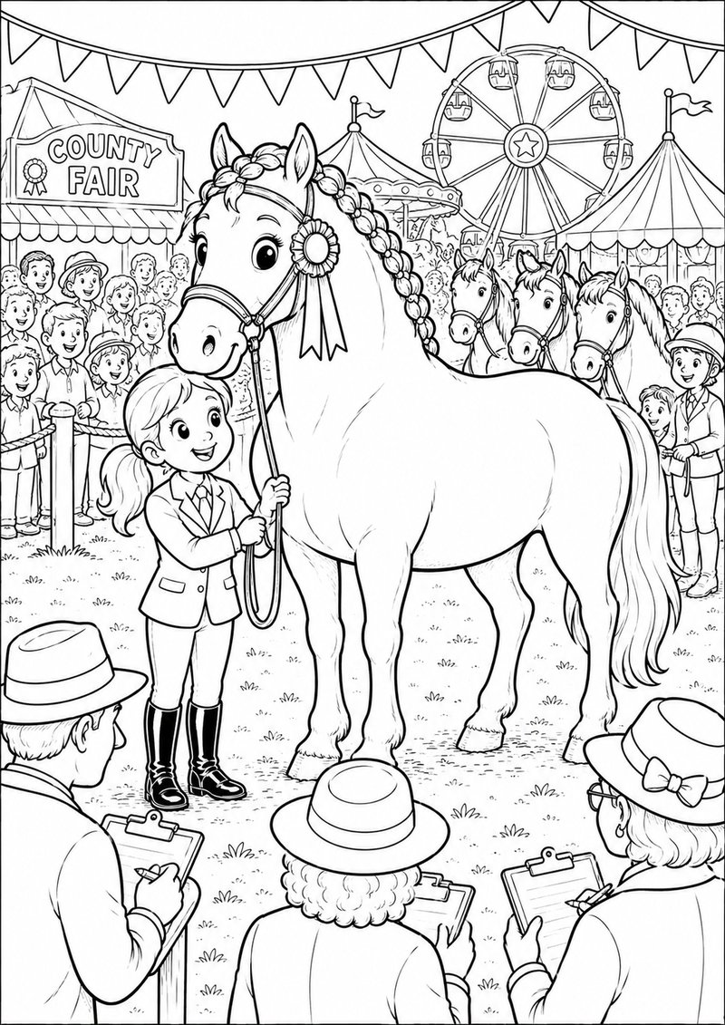 Caballo En La Feria Para Colorear dibujo para colorear