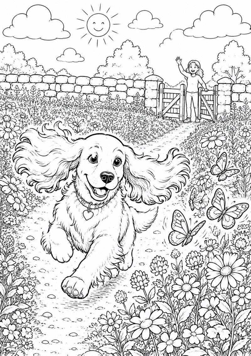 Cocker Spaniel Para Colorear dibujo para colorear