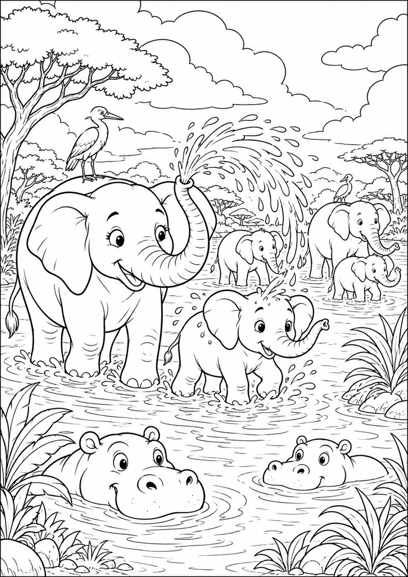 Elefantes Para Colorear dibujo para colorear