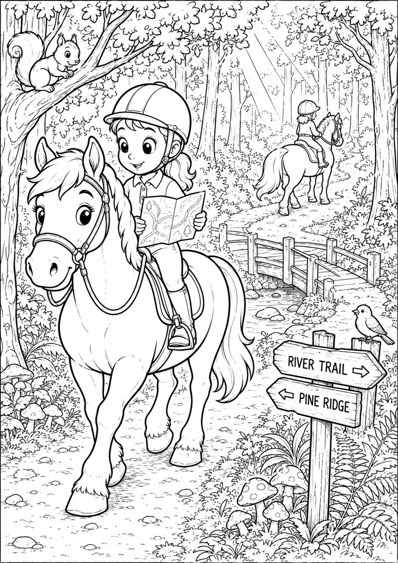 Excursión Con Caballo Para Colorear dibujo para colorear