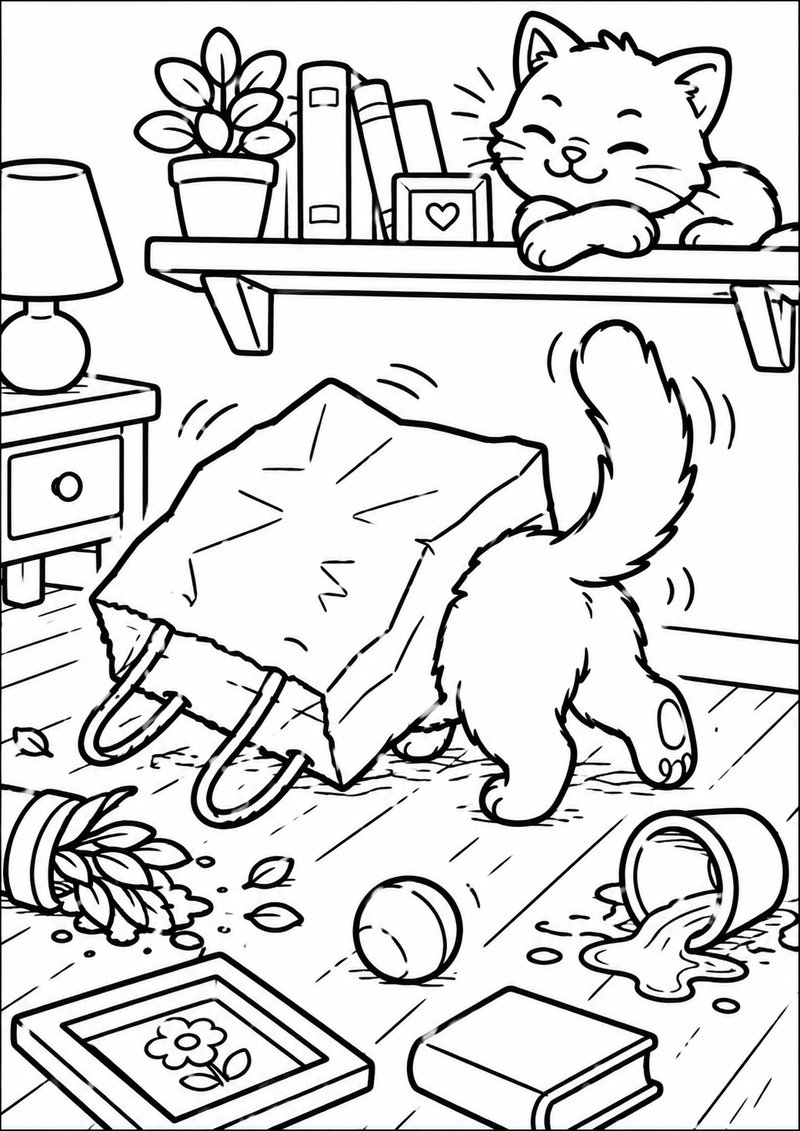 Gatito Juguetón Para Colorear dibujo para colorear