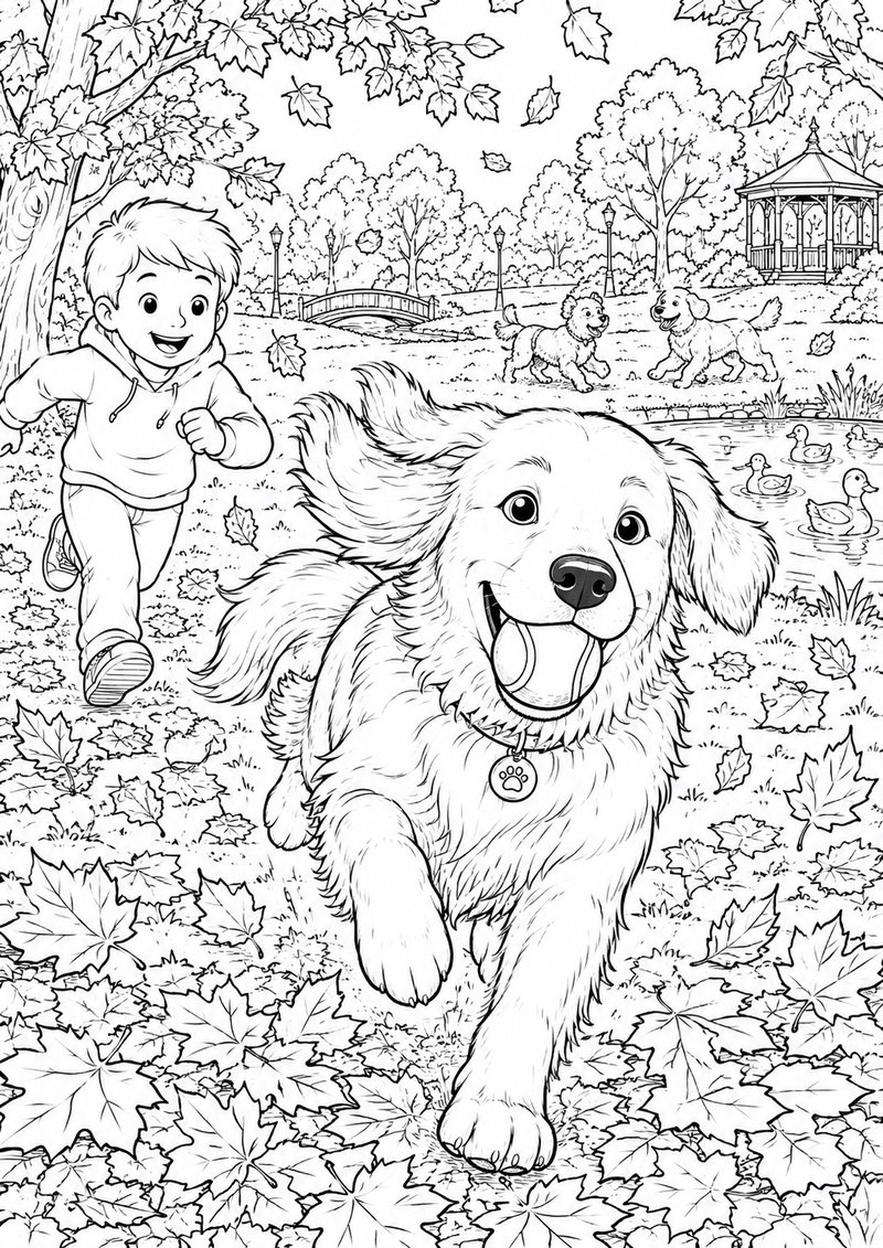 Golden Retriever Para Colorear dibujo para colorear