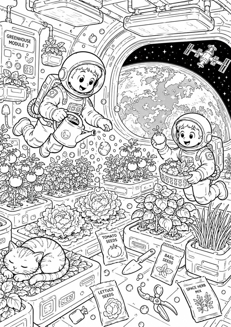 Jardín Espacial Para Colorear dibujo para colorear