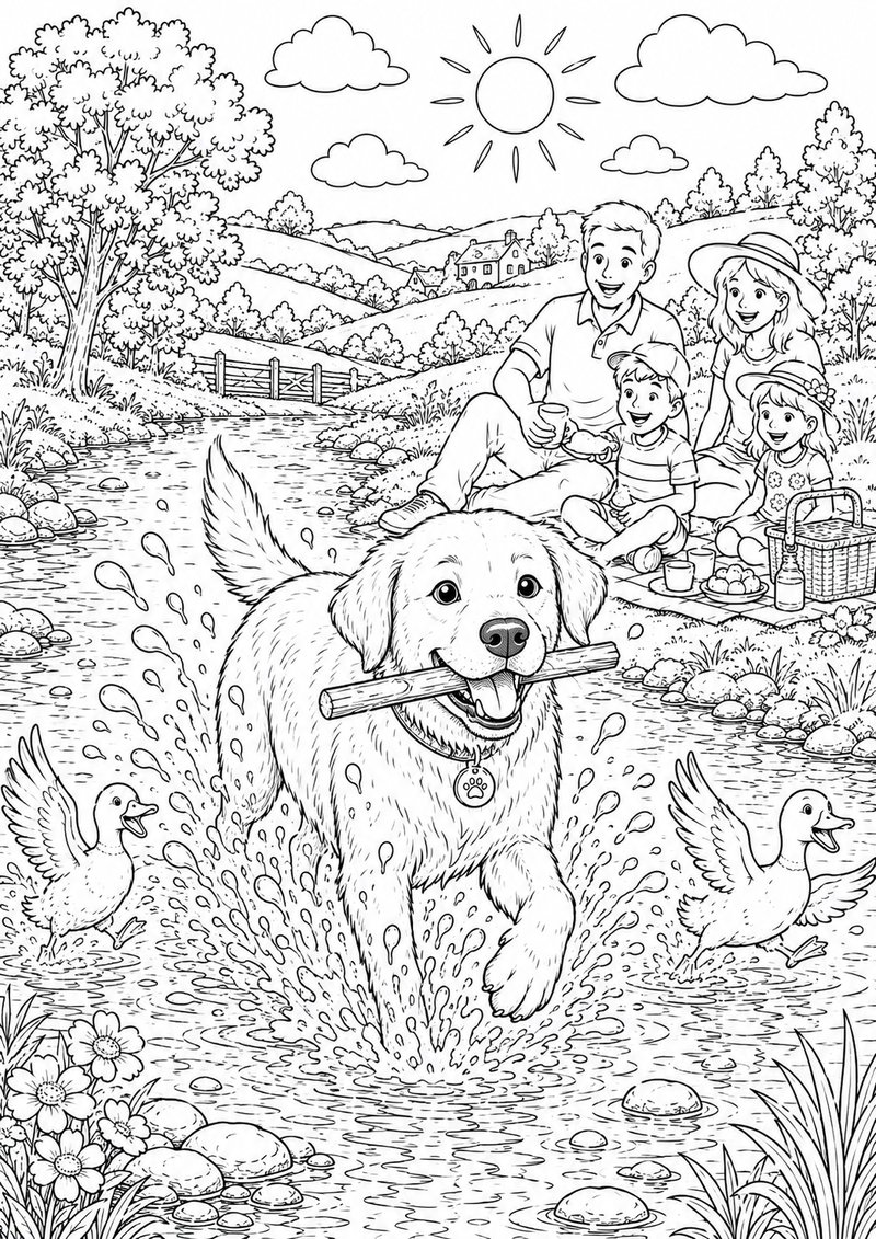 Labrador Para Colorear dibujo para colorear