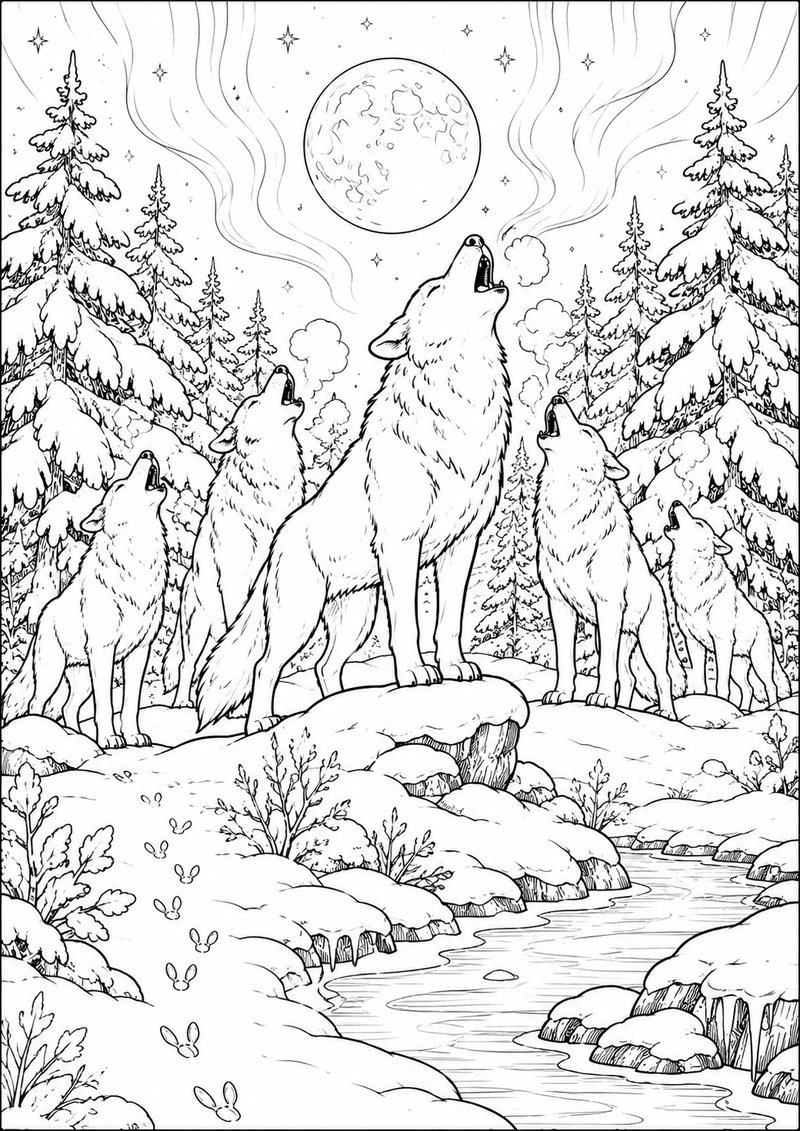 Lobos Para Colorear dibujo para colorear