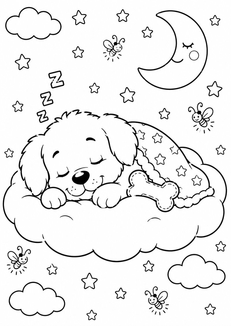 Perrito Dormitando Para Colorear.png dibujo para colorear