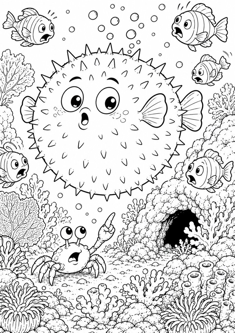 Pez Globo Para Colorear dibujo para colorear