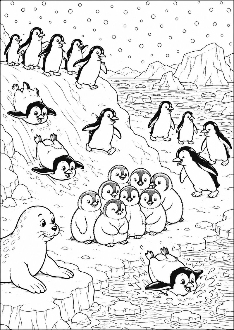 Pingüinos Para Colorear dibujo para colorear