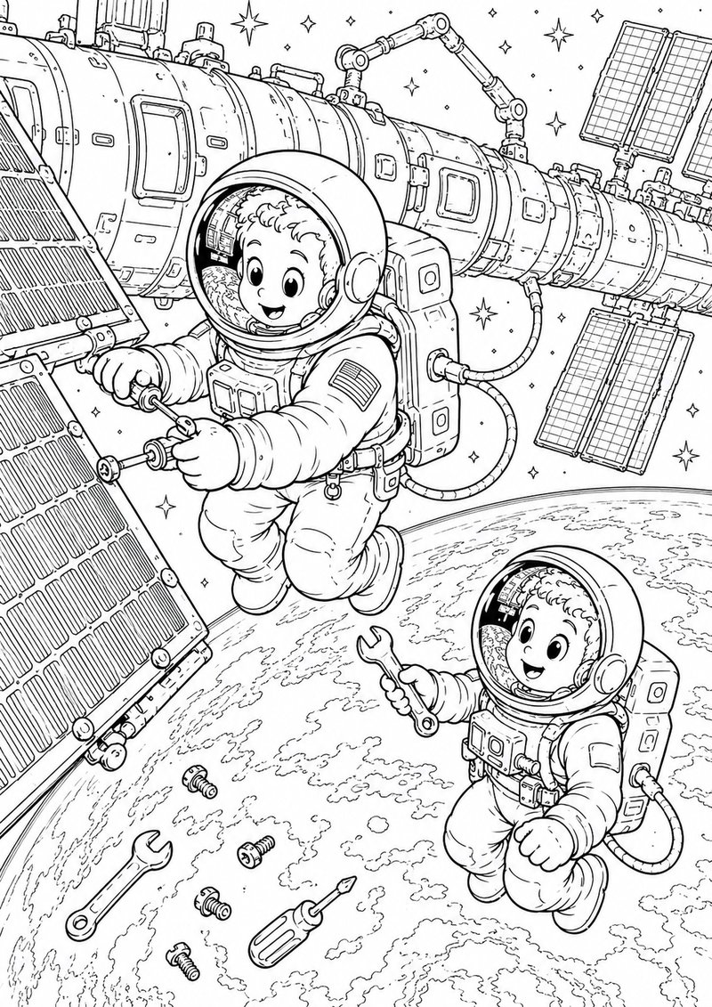 Reparación En El Espacio Para Colorear dibujo para colorear