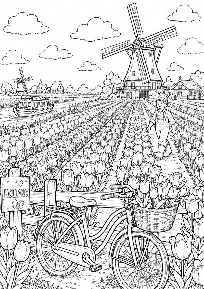 Tulipanes Para Colorear dibujo para colorear